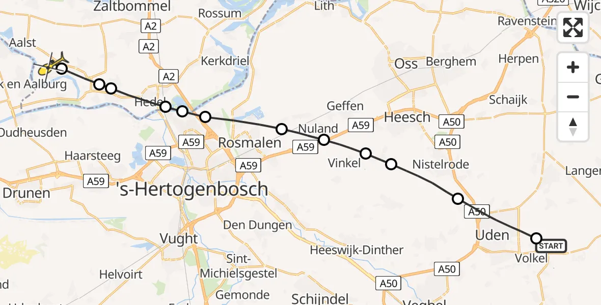 Routekaart van de vlucht: Lifeliner 3 naar Nederhemert, Koperslagerstraat