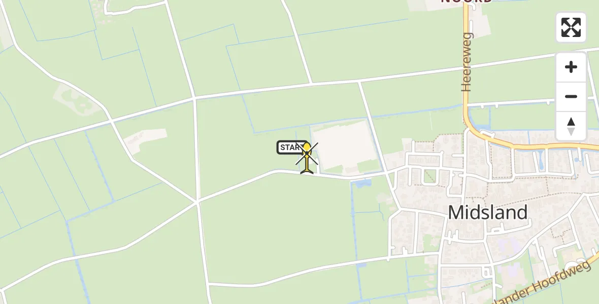 Routekaart van de vlucht: Ambulancehelikopter naar Midsland, Kallandspad