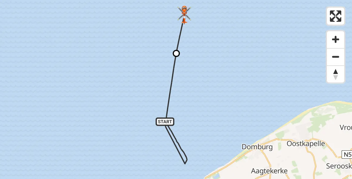 Vluchtroute Kustwachthelikopter Vlissingen - , 19 oktober 2025, 12:35