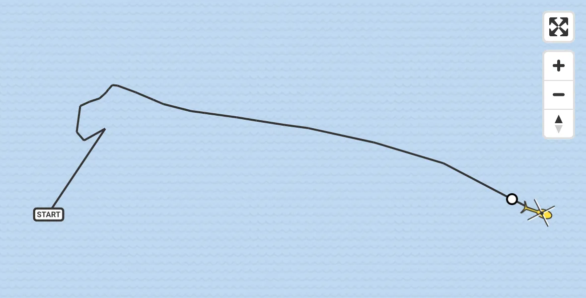 Routekaart van de vlucht: Kustwachthelikopter naar 