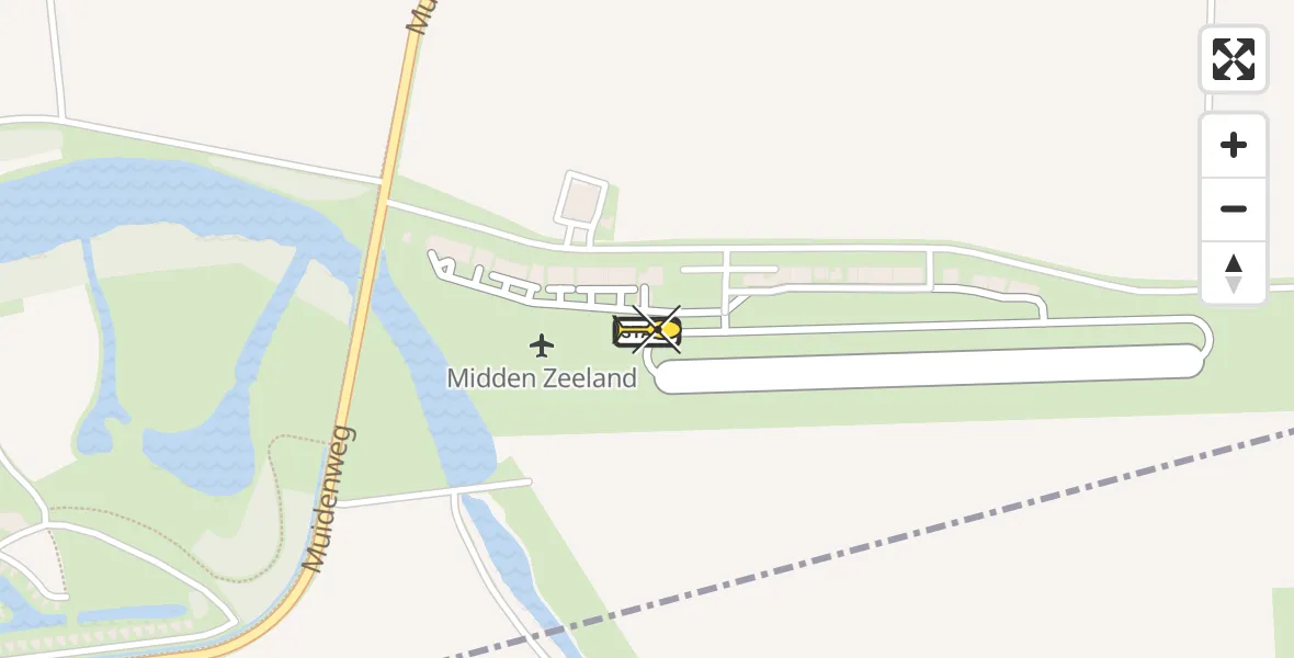 Routekaart van de vlucht: Kustwachthelikopter naar Vliegveld Midden-Zeeland, Calandweg