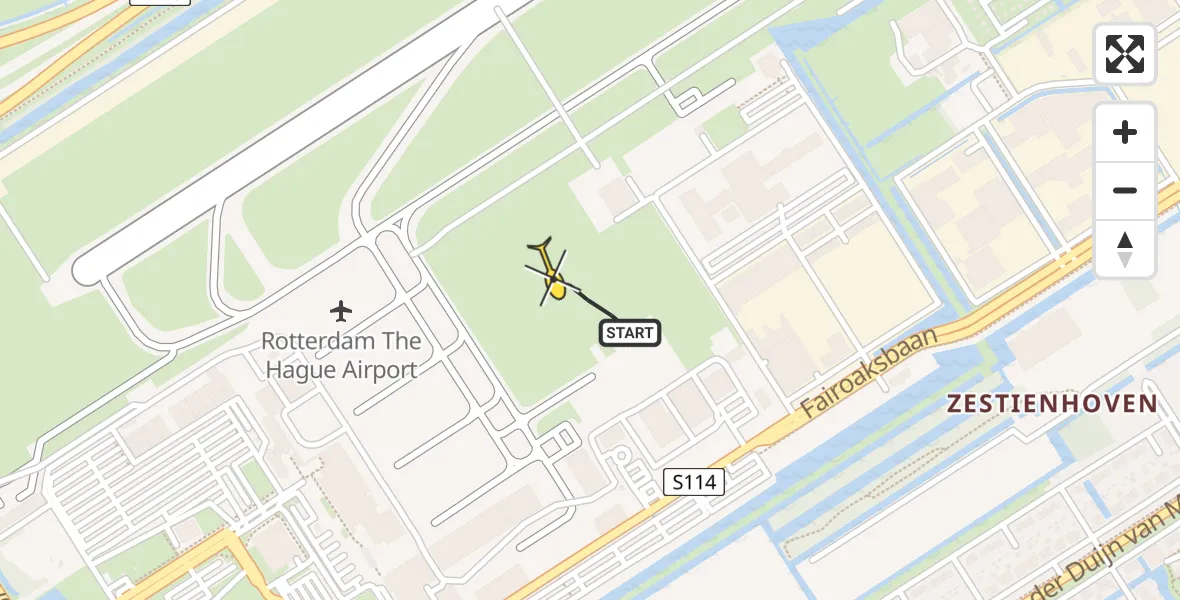 Routekaart van de vlucht: Politieheli naar Rotterdam The Hague Airport, Brandenburgbaan