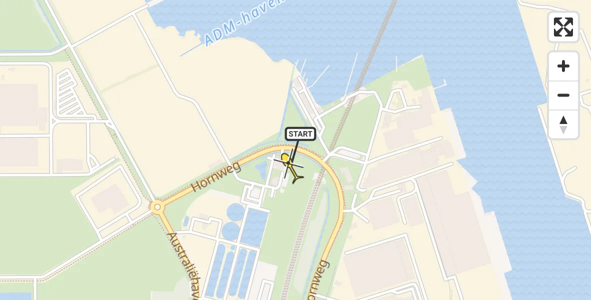 Routekaart van de vlucht: Lifeliner 1 naar Amsterdam Heliport, Hornweg