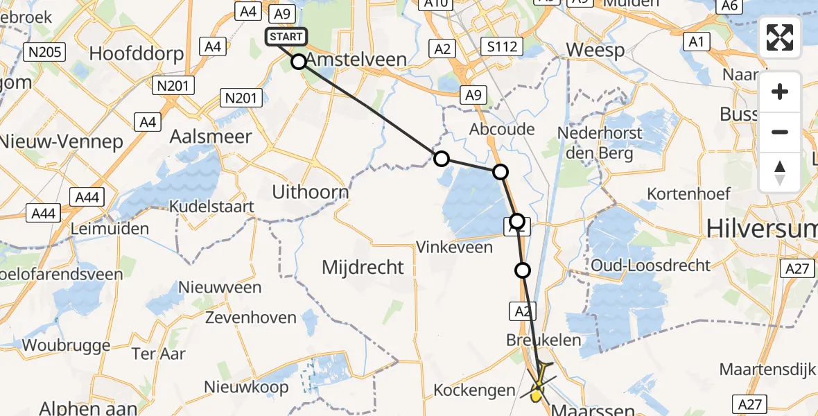 Routekaart van de vlucht: Politieheli naar Breukelen, Bosrandweg