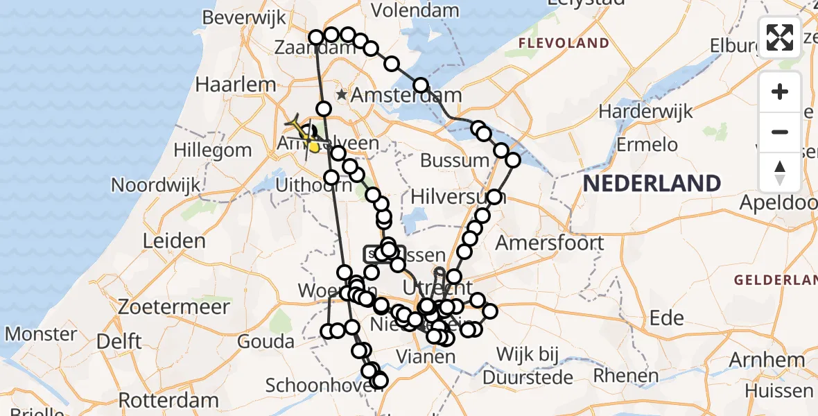 Routekaart van de vlucht: Politiehelikopter naar Schiphol, Zwanenkamp