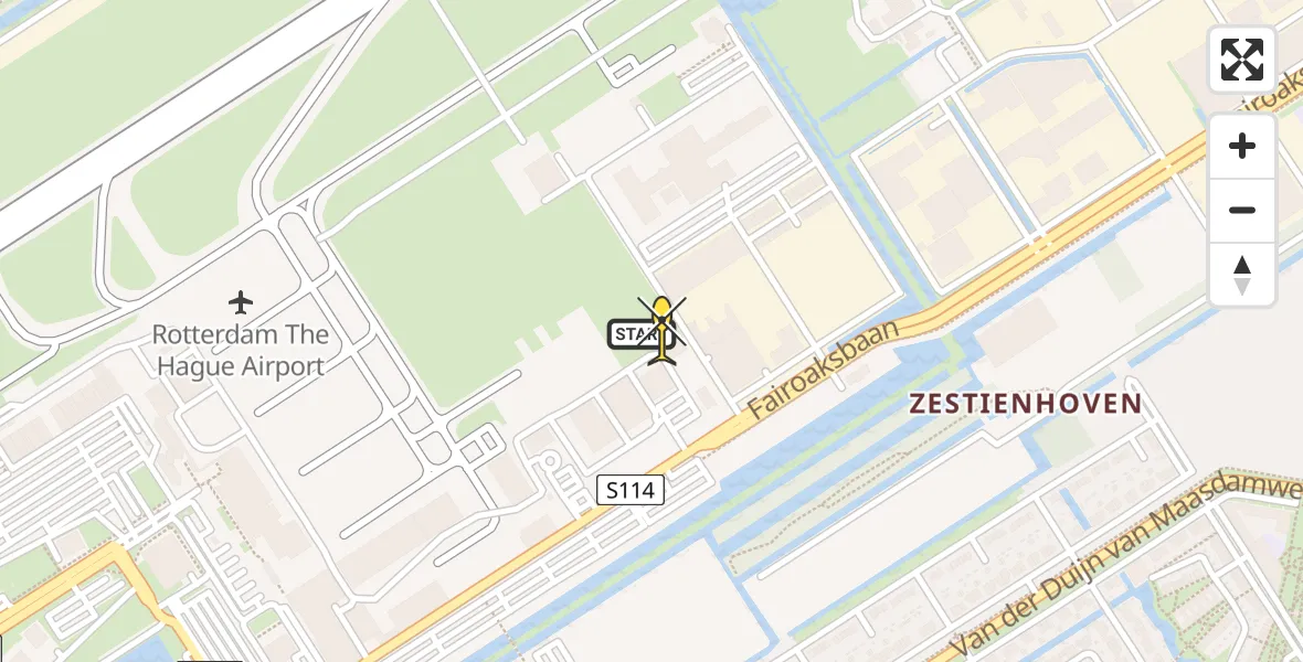 Routekaart van de vlucht: Lifeliner 2 naar Rotterdam The Hague Airport, Brandenburgbaan