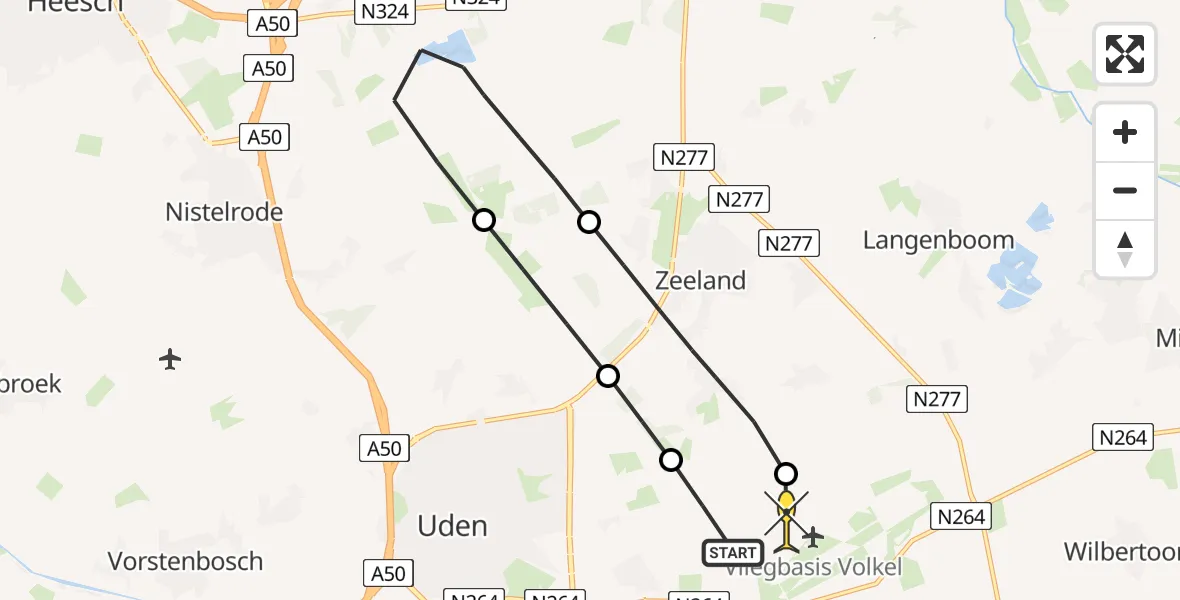 Routekaart van de vlucht: Lifeliner 3 naar Vliegbasis Volkel, Patersweg
