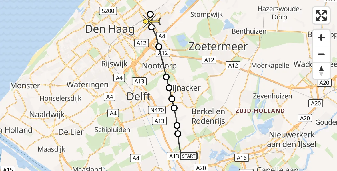 Routekaart van de vlucht: Lifeliner 2 naar Leidschendam, Brandenburgbaan