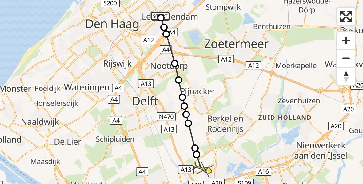 Routekaart van de vlucht: Lifeliner 2 naar Rotterdam The Hague Airport, Tedingerstraat