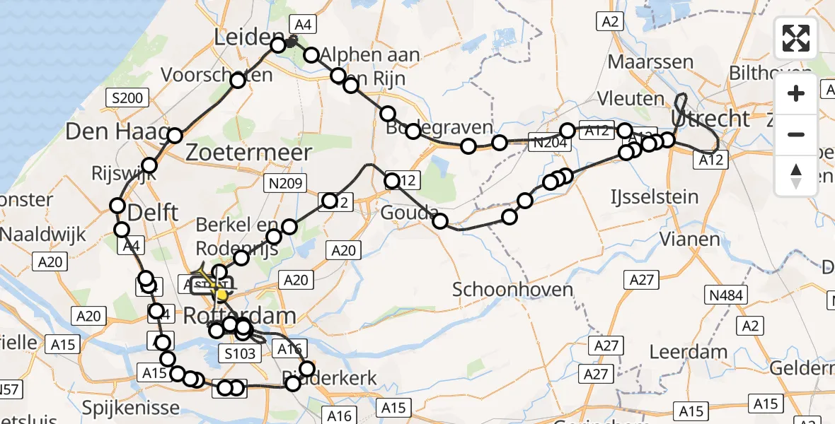 Routekaart van de vlucht: Politiehelikopter naar Rotterdam The Hague Airport, Van Leeuwenhoekhof