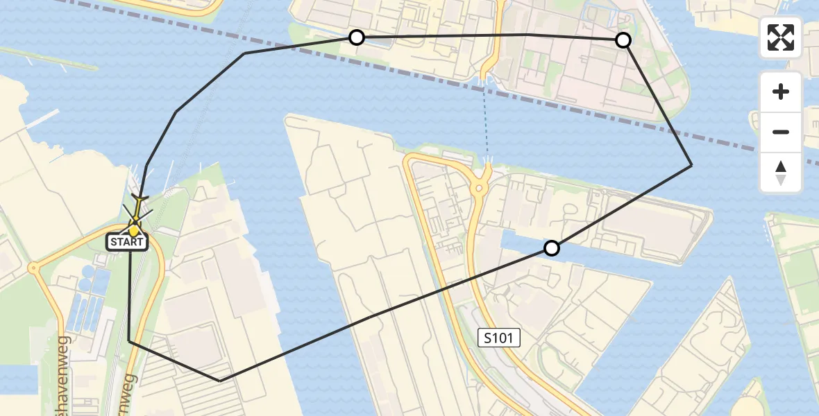 Routekaart van de vlucht: Lifeliner 1 naar Amsterdam Heliport, Kajuitpad