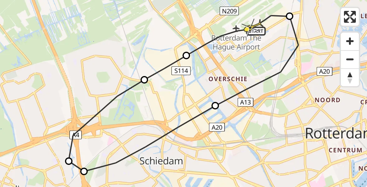 Routekaart van de vlucht: Lifeliner 2 naar Rotterdam The Hague Airport, Zaventembaan