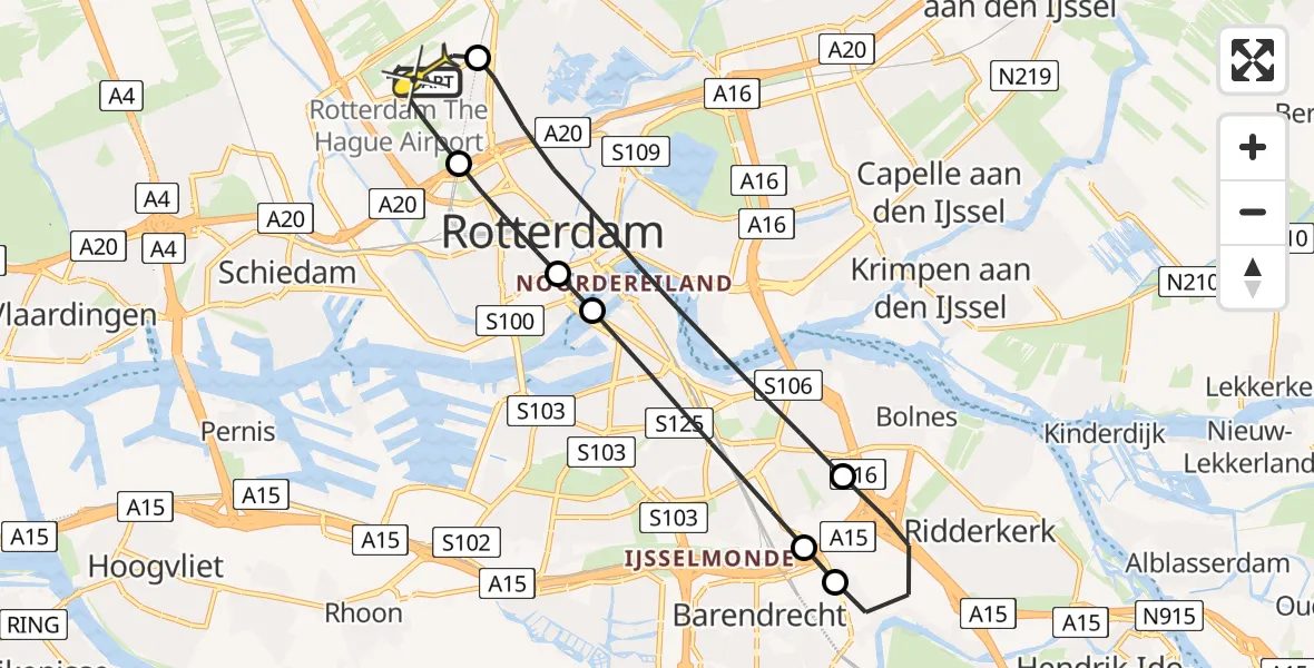 Routekaart van de vlucht: Lifeliner 2 naar Rotterdam The Hague Airport, Terletpad