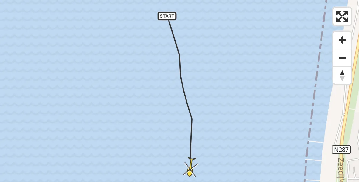 Routekaart van de vlucht: Kustwachthelikopter naar Vlissingen, Oostgat