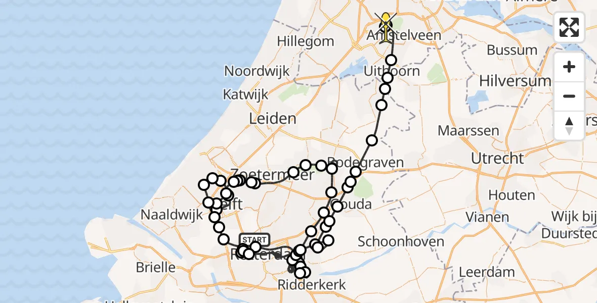 Routekaart van de vlucht: Politiehelikopter naar Schiphol, Achterdijk