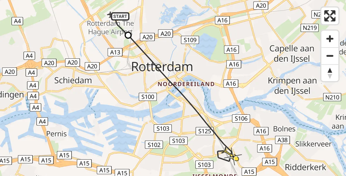 Routekaart van de vlucht: Lifeliner 2 naar Rotterdam, Terletpad