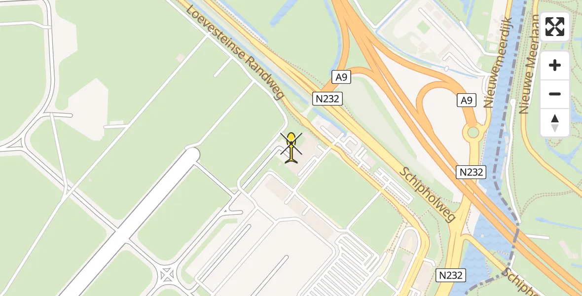 Routekaart van de vlucht: Politieheli naar Schiphol