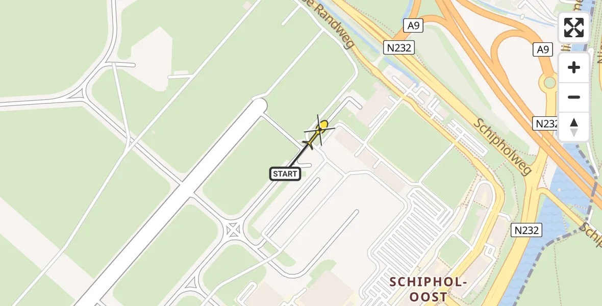 Vluchtroute Politiehelikopter van Schiphol naar Schiphol