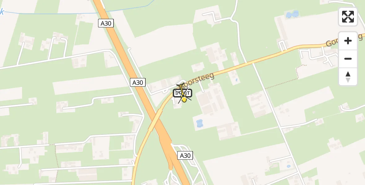 Routekaart van de vlucht: Lifeliner 1 naar Ede, Goorsteeg