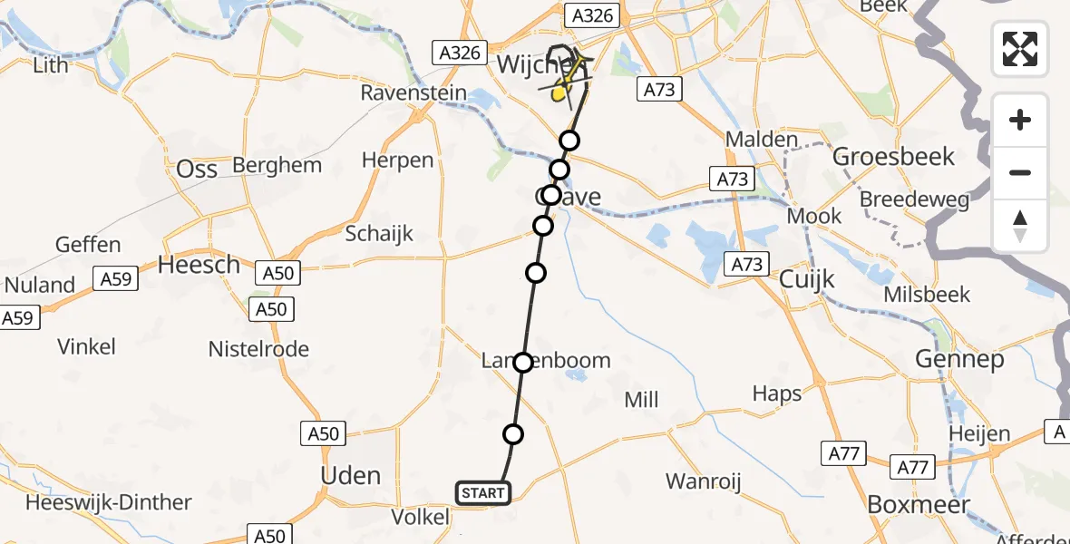 Routekaart van de vlucht: Lifeliner 3 naar Wijchen, Zeelandsedijk