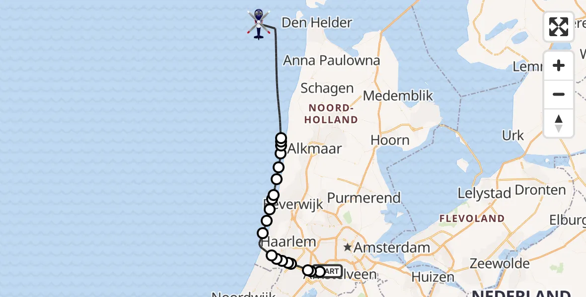 Vluchtroute Politiehelikopter Schiphol - , 21 oktober 2025, 06:59