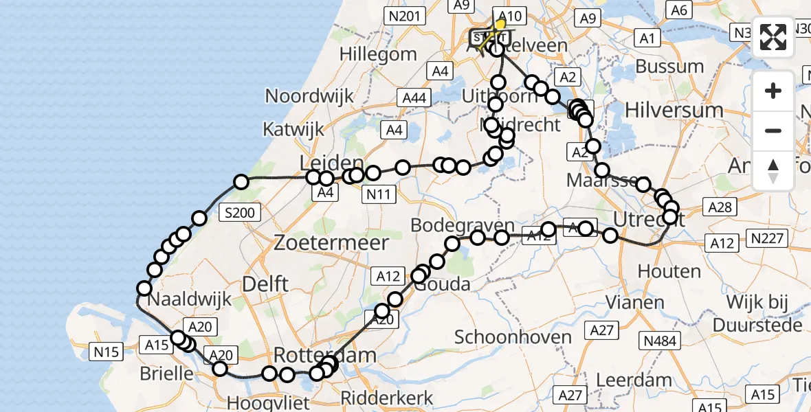 Vluchtroute Politiehelikopter van Schiphol naar Schiphol