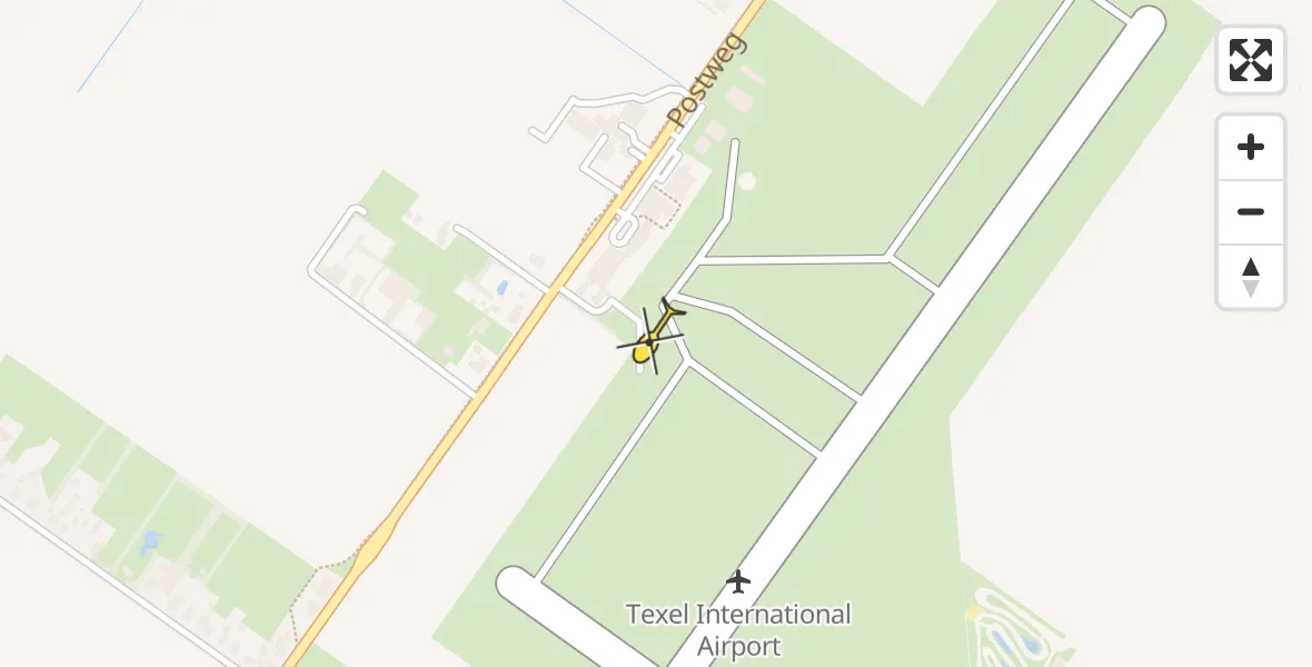 Routekaart van de vlucht: Politiehelikopter naar Texel International Airport