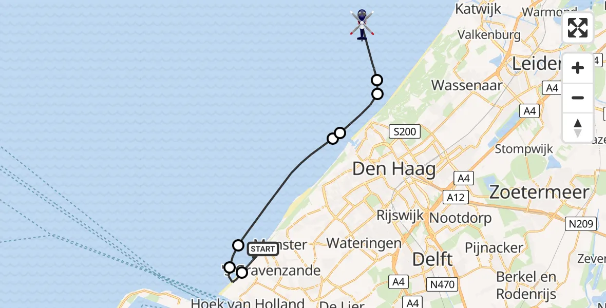 Vluchtroute Politiehelikopter 's-Gravenzande - , 21 oktober 2025, 11:18