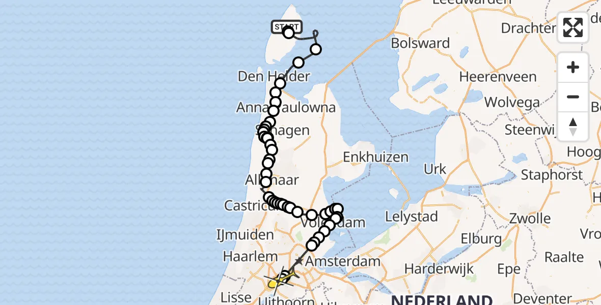 Routekaart van de vlucht: Politiehelikopter naar Schiphol, Hoofdweg