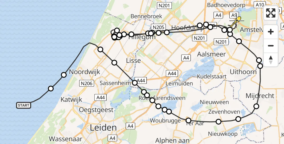 Routekaart van de vlucht: Politieheli naar Schiphol, Thermiekstraat