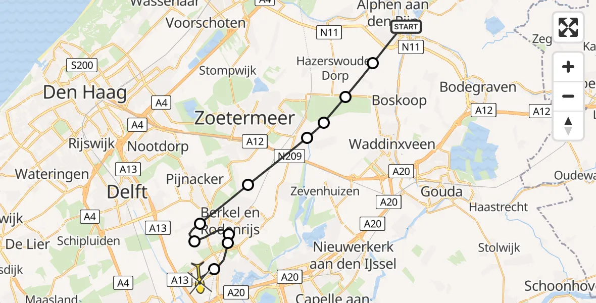 Routekaart van de vlucht: Lifeliner 2 naar Rotterdam The Hague Airport, Copepad