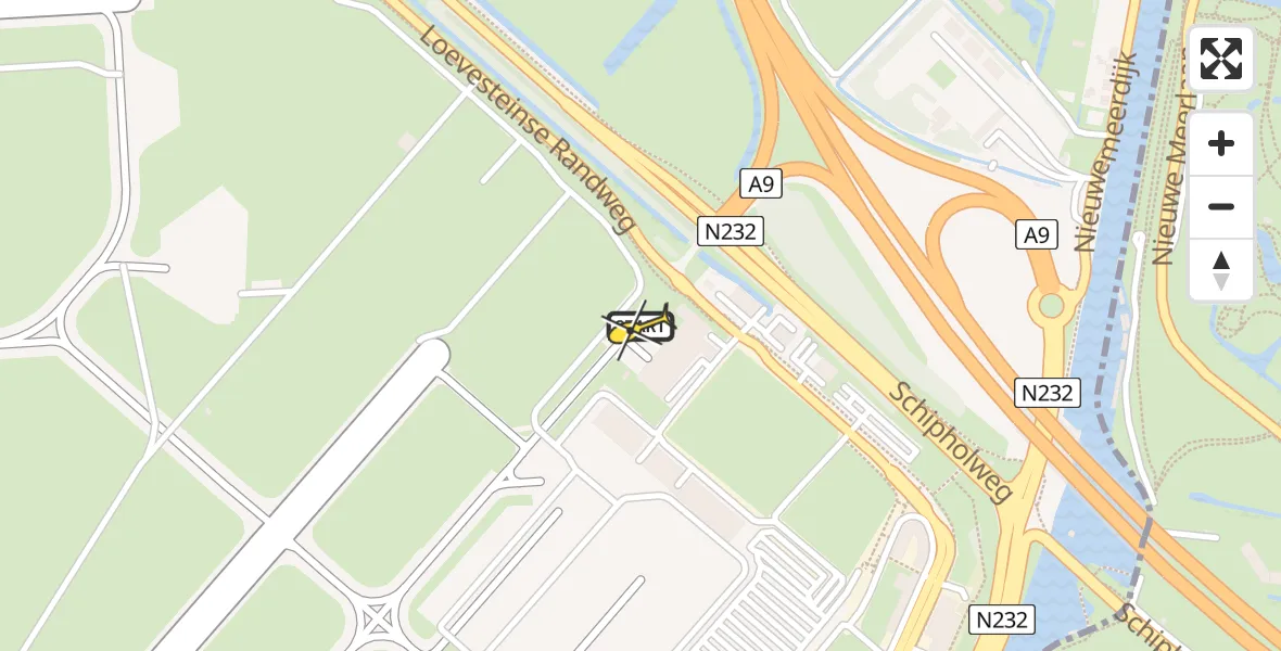 Routekaart van de vlucht: Politieheli naar Schiphol, Loevesteinse Randweg