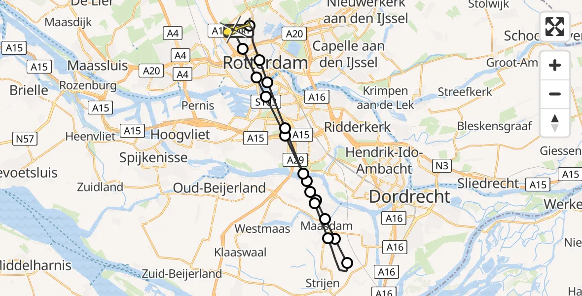 Routekaart van de vlucht: Lifeliner 2 naar Rotterdam The Hague Airport, Pilotenpad