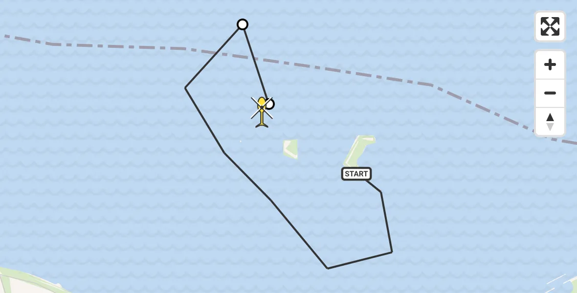 Routekaart van de vlucht: Kustwachthelikopter naar Bruinisse, Mosselbanken Oost