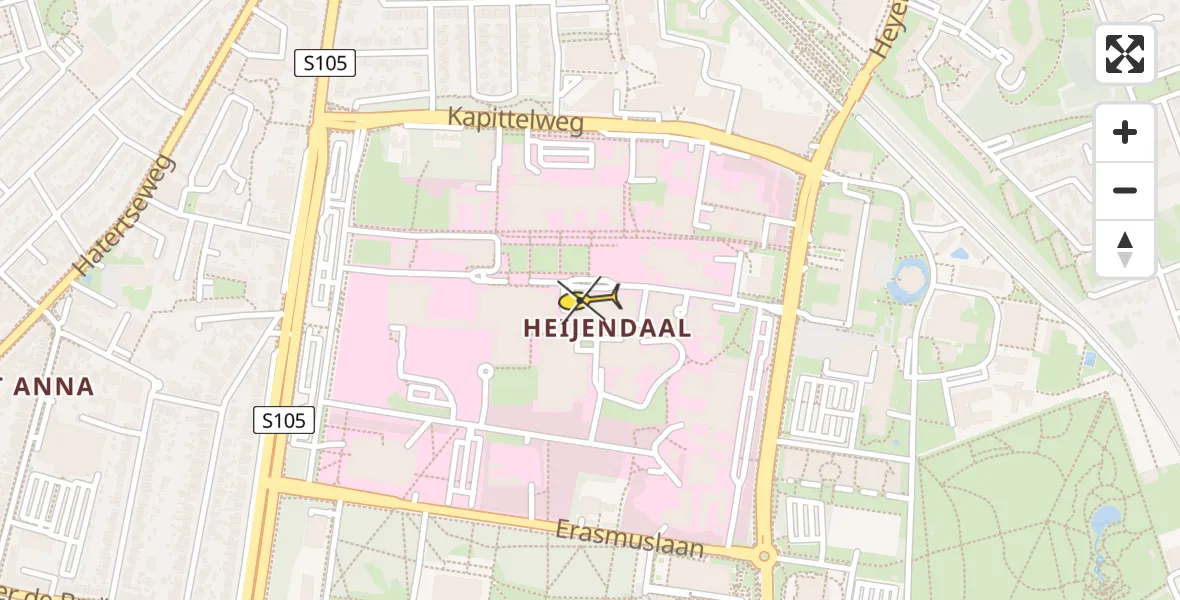 Routekaart van de vlucht: Lifeliner 3 naar Radboud Universitair Medisch Centrum