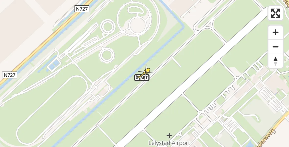 Routekaart van de vlucht: Politieheli naar Lelystad Airport, RDW-testbaan