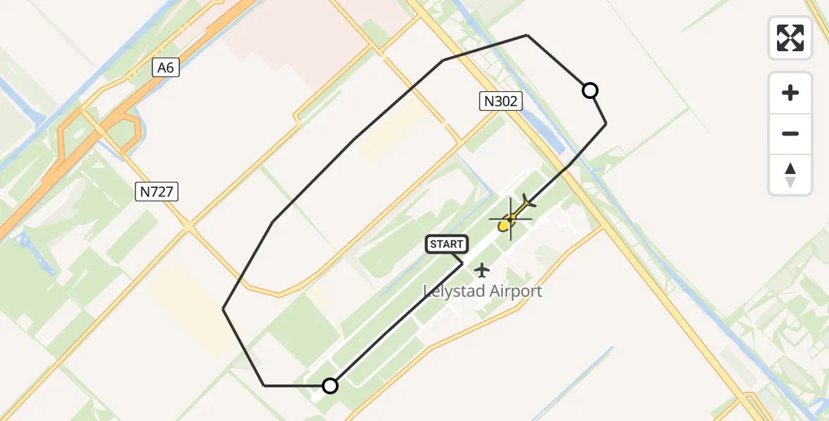 Routekaart van de vlucht: Politiehelikopter naar Lelystad Airport, Eendenweg