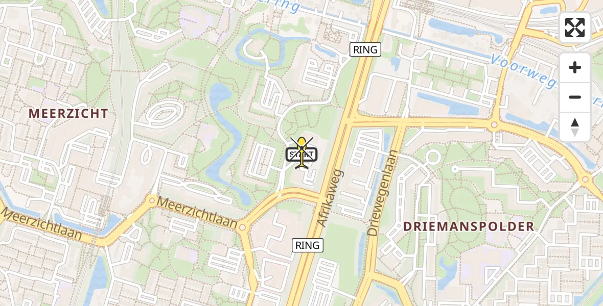 Routekaart van de vlucht: Lifeliner 2 naar Zoetermeer, Abdissenbos