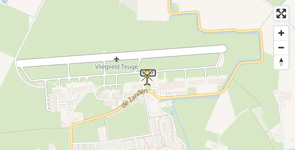 Routekaart van de vlucht: Politiehelikopter naar Vliegveld Teuge, de Zanden