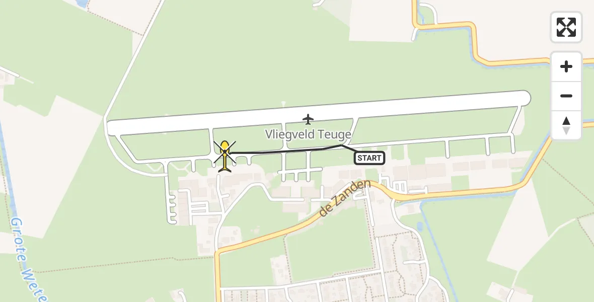 Routekaart van de vlucht: Politiehelikopter naar Vliegveld Teuge, de Zanden