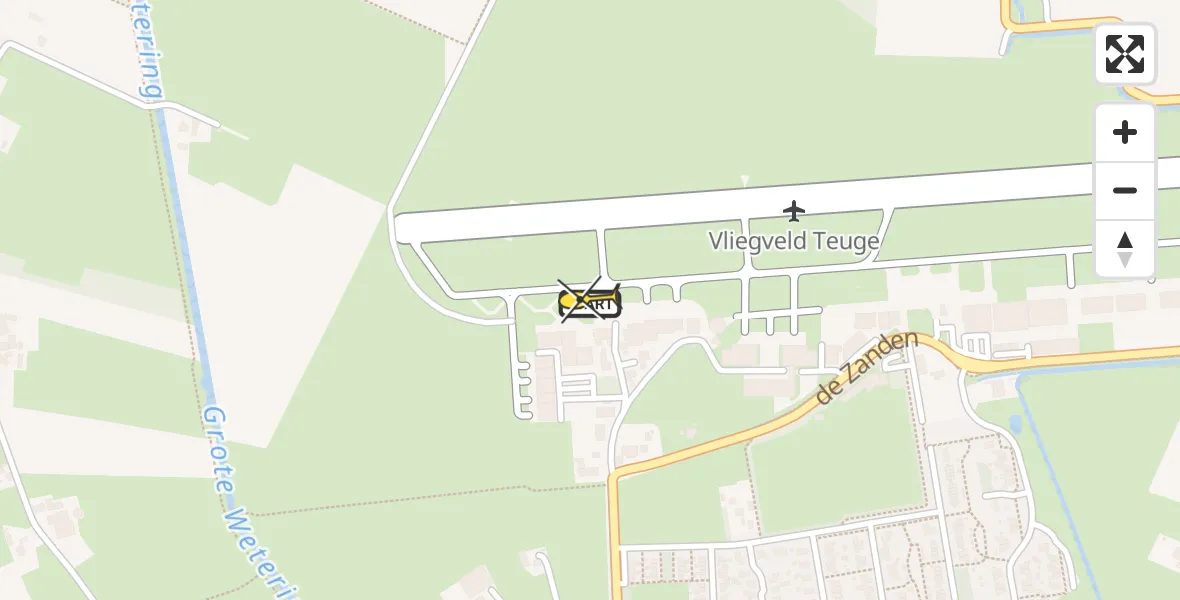 Routekaart van de vlucht: Politiehelikopter naar Vliegveld Teuge, de Zanden