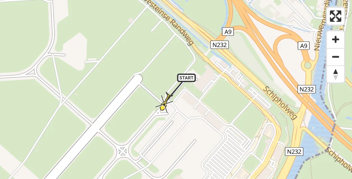 Vluchtroute Politiehelikopter van Schiphol naar Schiphol