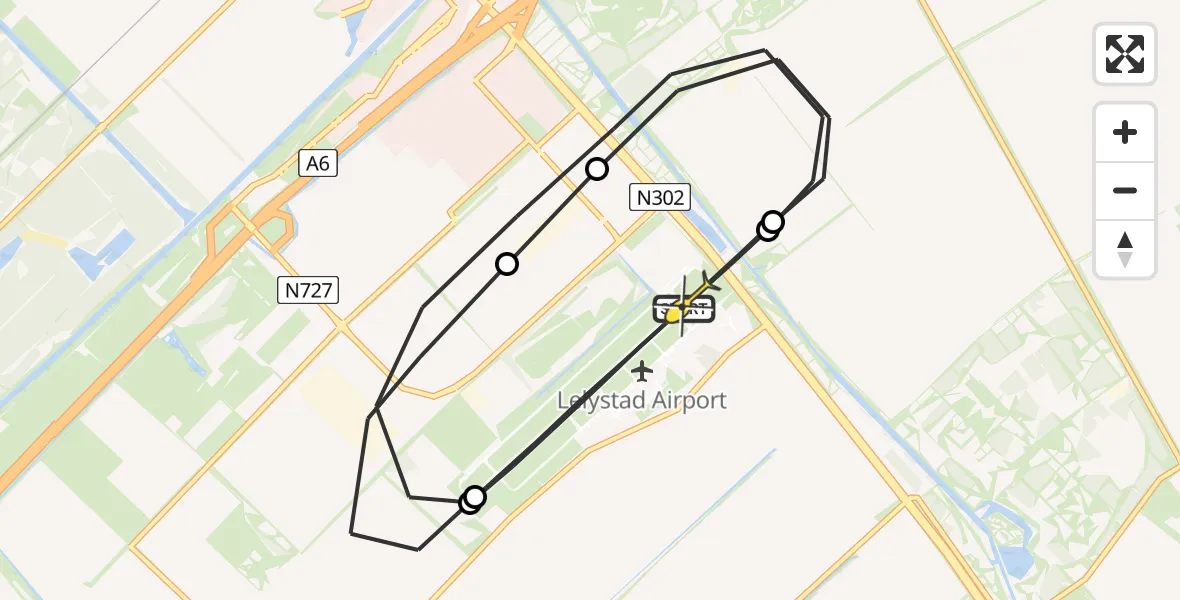 Routekaart van de vlucht: Politiehelikopter naar Lelystad Airport, Arendweg