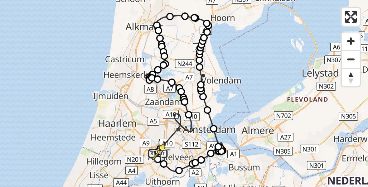 Vluchtroute Politiehelikopter van Schiphol naar Schiphol