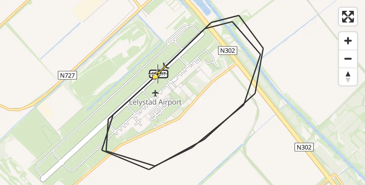 Routekaart van de vlucht: Politieheli naar Lelystad Airport, Eendenweg
