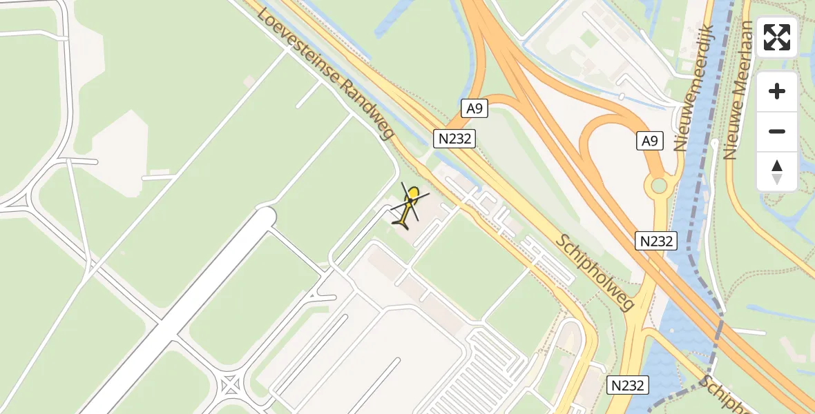 Routekaart van de vlucht: Politiehelikopter naar Schiphol