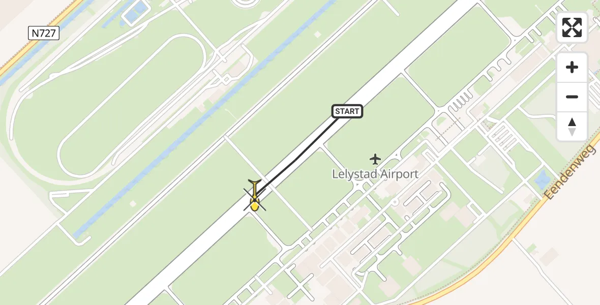 Routekaart van de vlucht: Politiehelikopter naar Lelystad Airport, Flamingoweg