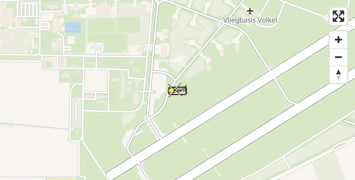 Routekaart van de vlucht: Politiehelikopter naar Vliegbasis Volkel, Zeelandsedijk