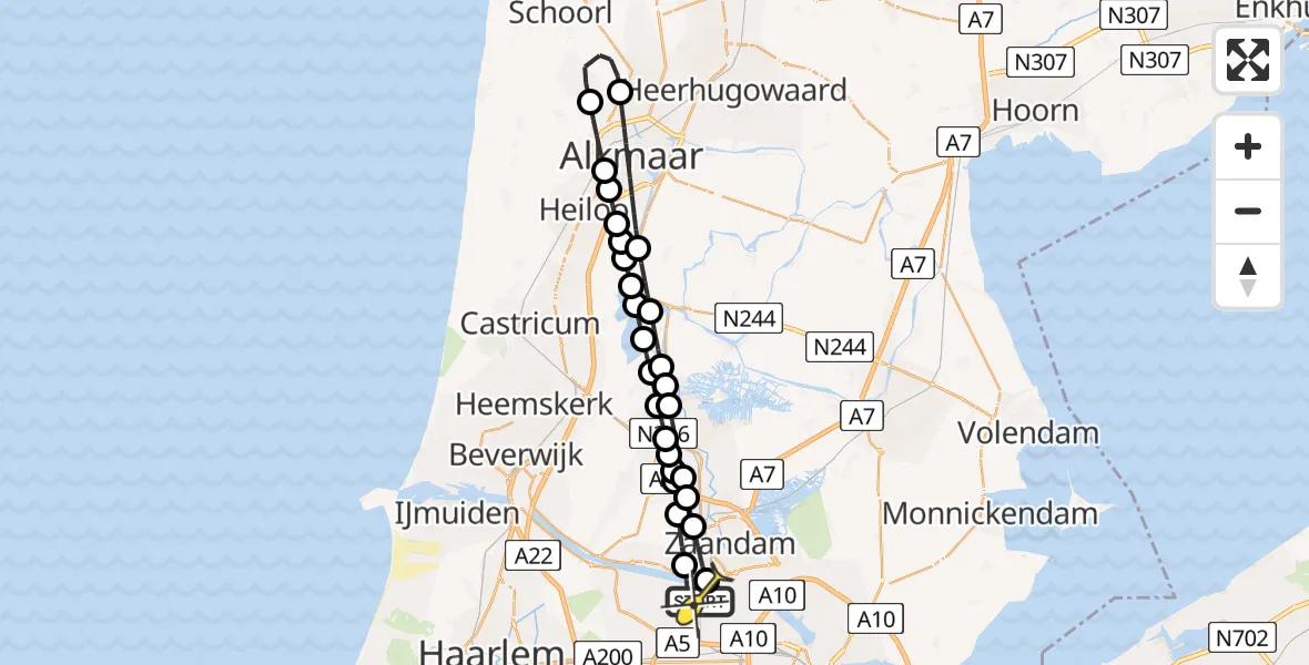 Routekaart van de vlucht: Lifeliner 1 naar Amsterdam Heliport, Hornweg