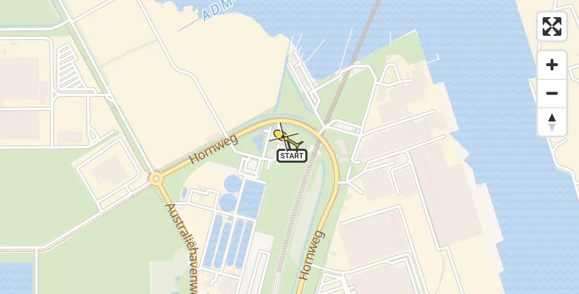 Routekaart van de vlucht: Lifeliner 1 naar Amsterdam Heliport, Hornweg